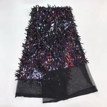 

French Net Sequins Lace Fabrics 2019 High Quality African Tulle Lace Fabrics Sequins Wedding Nigeria Lace