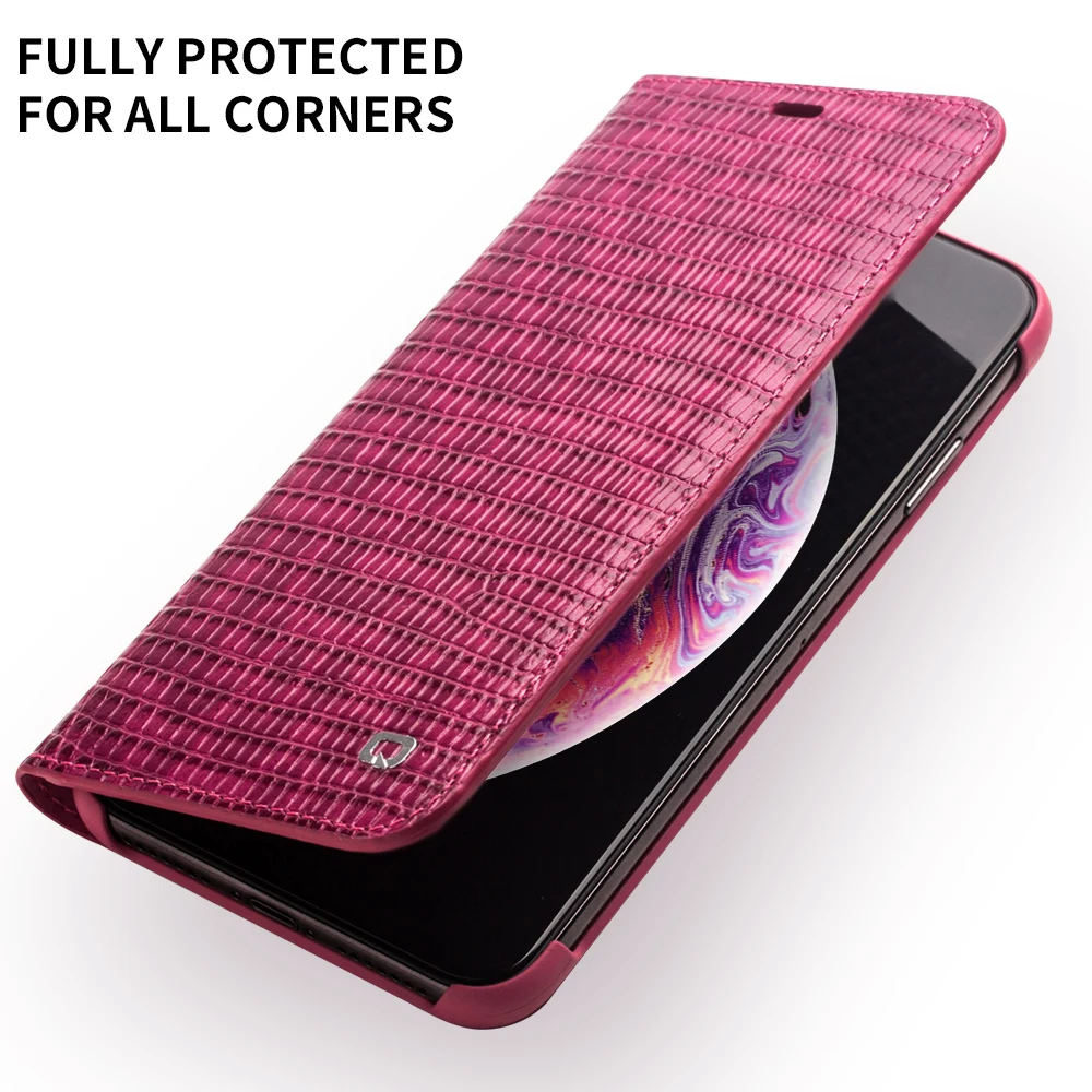 

QIALINO Luxury Lady Ultrathin Phone Case for iPhone X/XS/XR Genuine Leather Fashion Women Bag Flip Cover for iPhone XS Max 6.5