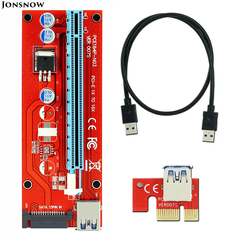 Ver 007 s красный pci-e 1X к 16X RI S er Card Extender PCI expre s адаптер USB 3.0 кабель/15Pin profe s рациональная SATA Питание райзер