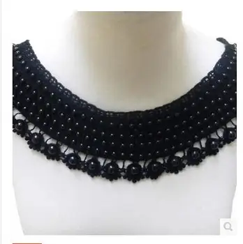 

Woman Lace collar Black Fake Collar Handmade bead drill Woman collar accessories