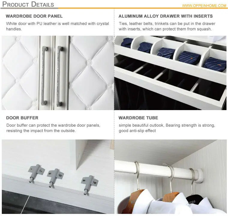 Guangzhou White PU Leather Wardrobe Manufacturer