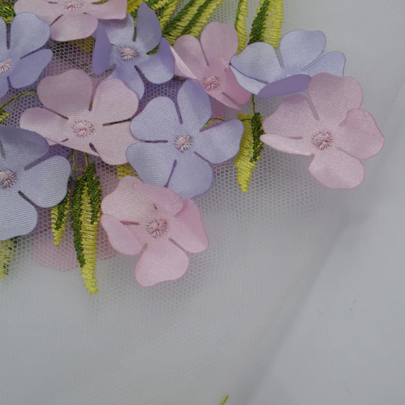 3D Flower Embroidered Lace Fabric For Dress Fashion Tulle Fabric DIY Cloth Tecidos de Patchwork Tissus 5