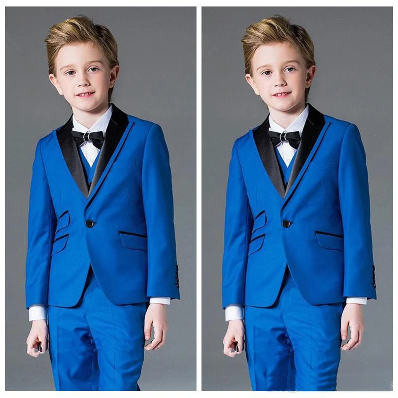 

Boys Suits for Wedding Celebration Blue Formal Costume for Kids Children's Classic Handsome Blazer (Jacket+Pants+Vest)