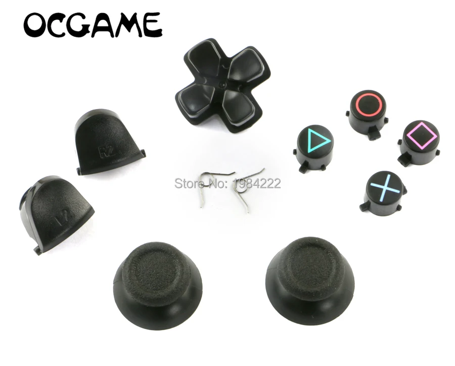

OCGAME Full Sets Replacement Parts Buttons(cross button+mushroom cap +l2 r2 button+d pad +spring) For PS4 Controller