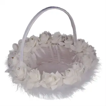 

Wedding Feather Bride Basket Flower Girl Basket for Wedding Ceremony Party Decoration