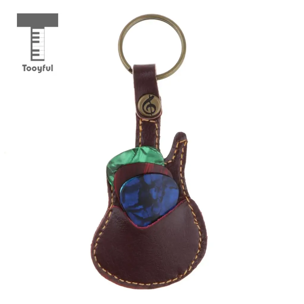 1 Piece Guitar Pick Plectrum Case Bag Keychain Key Fob Bag Ukulele Guitar String Instrument Parts
