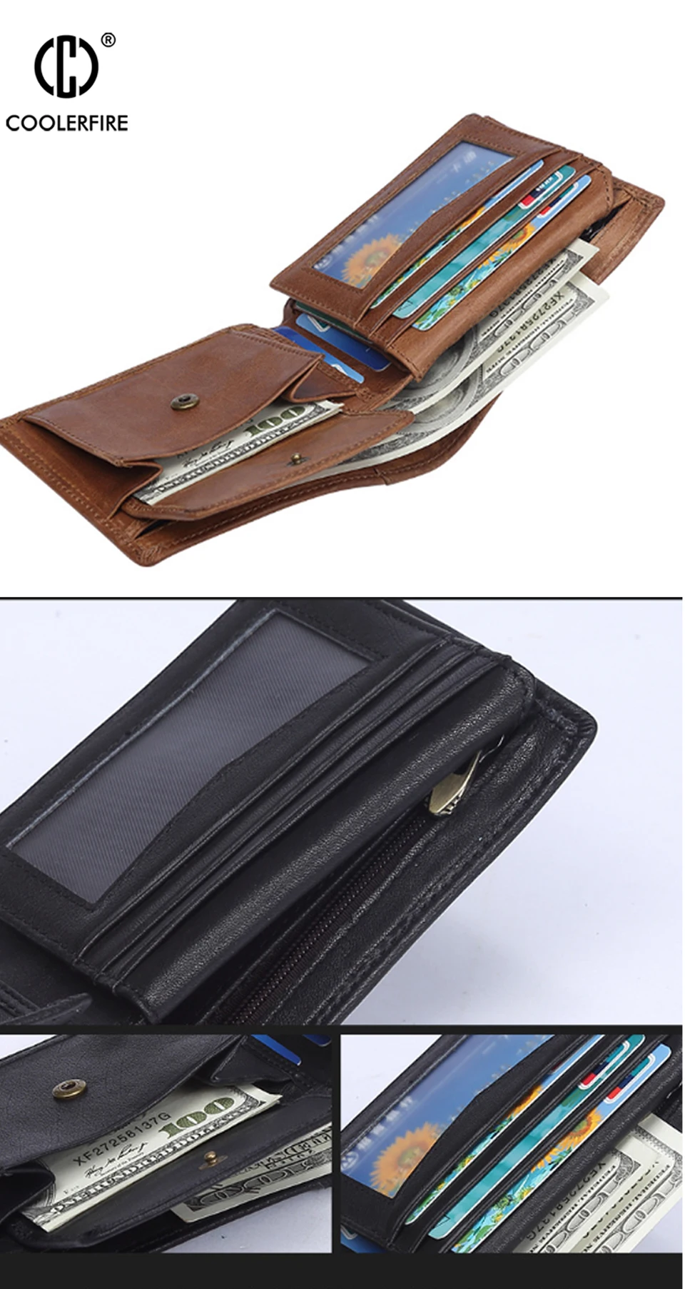 Лидер продаж кожаный бумажник Для мужчин, сумочка для денег натуральная кожа мужские бумажники, кошельки Короткий Мужской клатч гарантия