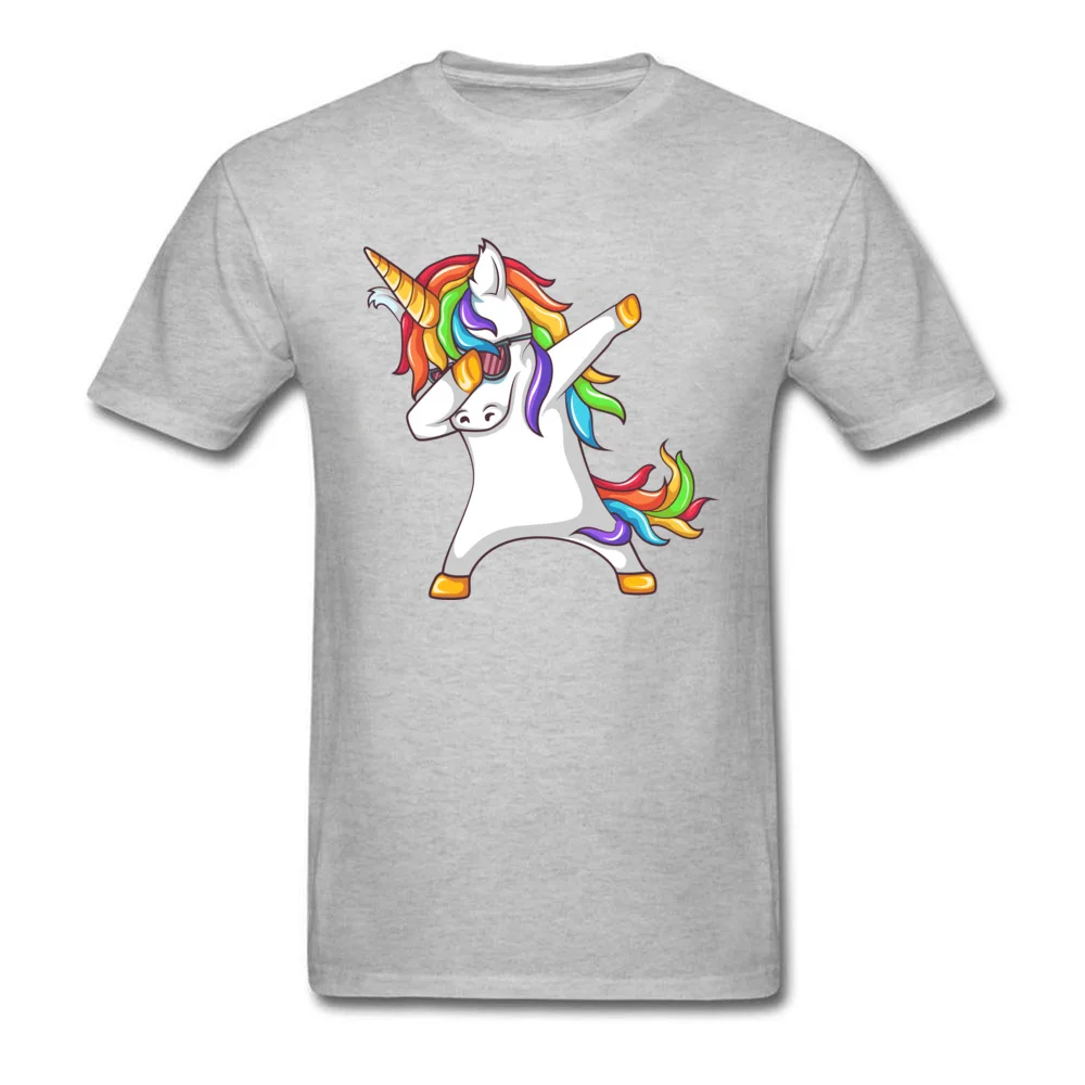 Dabbing Unicorn T Shirts Oversized Short Sleeve Normal 100% Cotton Round Neck Men's Tops Shirt Camisa Tops Tees VALENTINE DAY Dabbing Unicorn grey