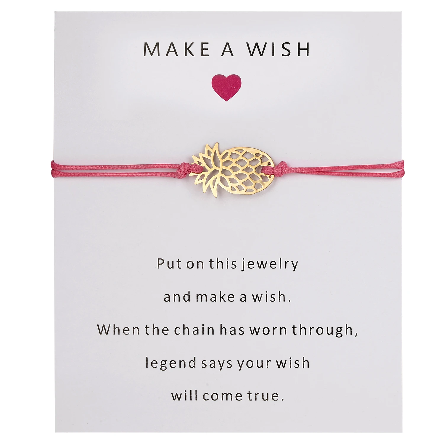 

Cute Pineapple Bracelet Make a Wish White Paper Card Gift Red String Charm Bracelets for Women Men Kids Jewelry Lucky Bracelets