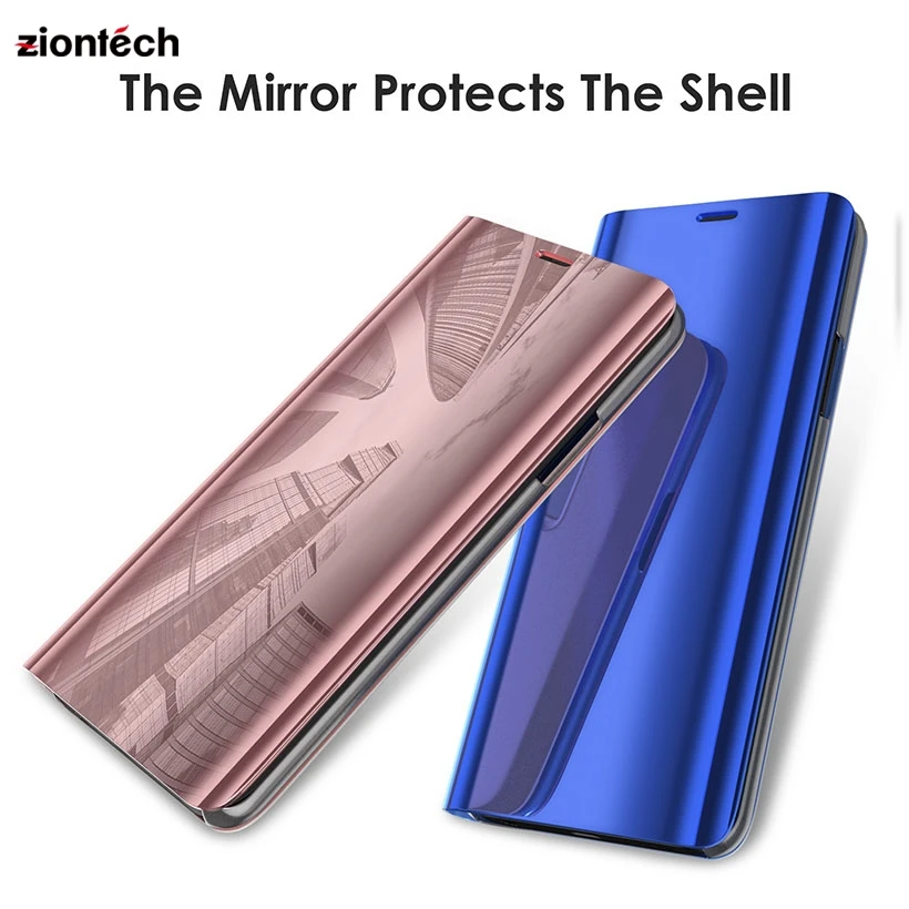 

Smart Plating Mirror Cases For Samsung S6 S7 Edge S8 S9 Plus+Note 8 Smart View Shockproof Bracket Leather Case