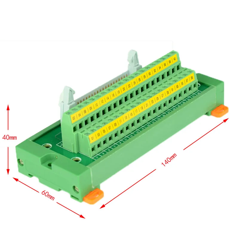 DIN Rail Mount IDC-40 Male Header Connector Breakout Board Interface Module.