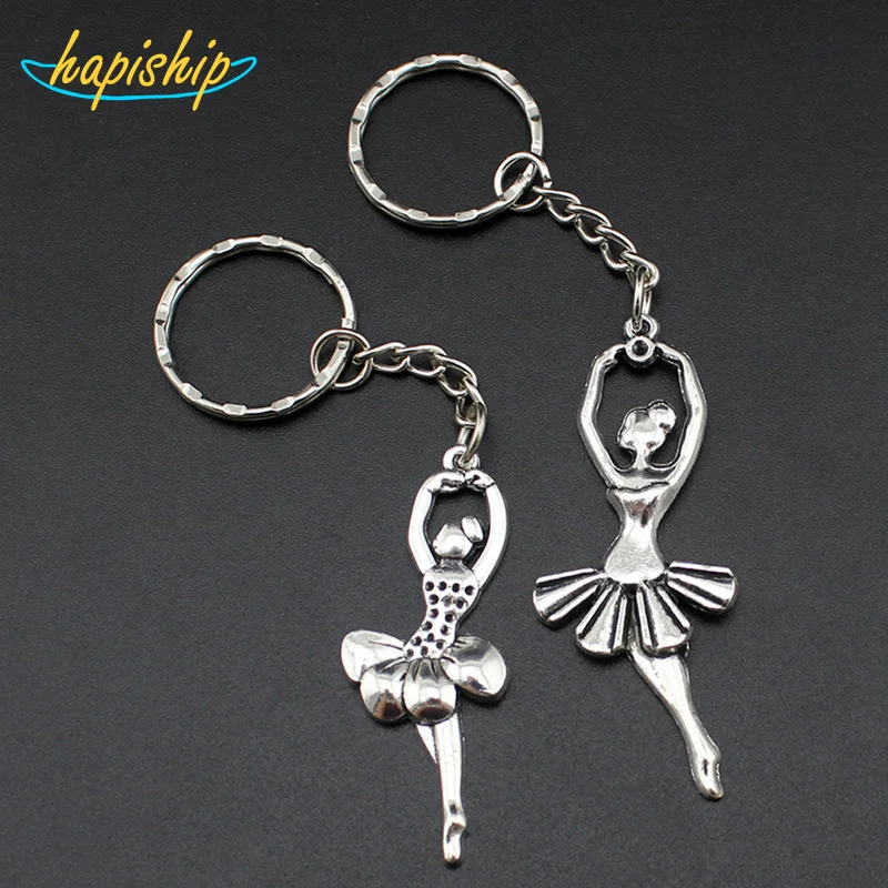 Hapiship 2017 New Women/Men's Fashion Handmade Vintage Silver Cute Girl Key Chains Key Rings