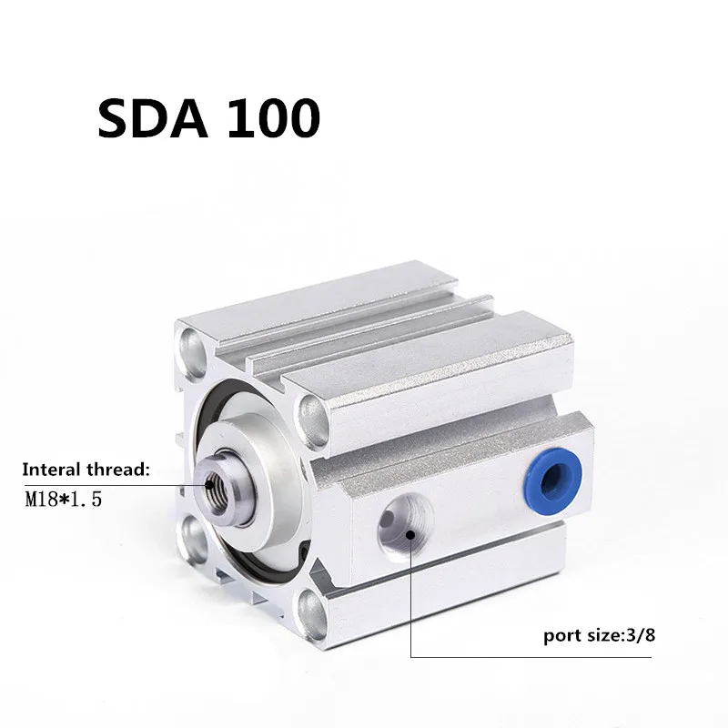 

Free shipping SDA100 series 5mm to 100mm Standard Thin cylinder Aluminum Alloy Shell Compact Pneumatic Cylinder