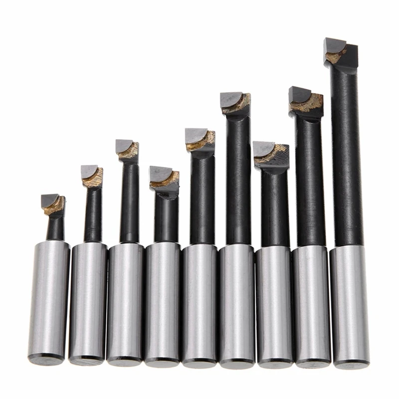 Carbide boring tool 9Pcs Durable Hard Alloy Shank Boring Bar Set Carbide Tipped Bars 12Mm For 2 Inch 50Mm Boring Head For Lathe Milling Mayitr