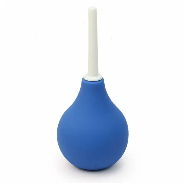 Pear shaped enema Rectal Shower Cleaning System Silicone Gel Blue Ball