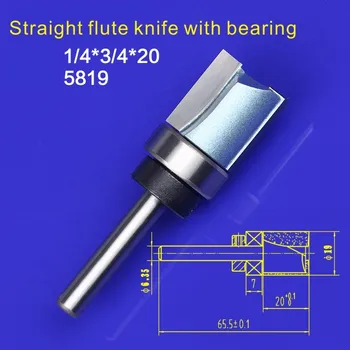 

1/4*3/4*20mm Woodworking End Bearing Dual Flute Flush Trim Router Cutter Bit Alloy Steel fit for Electric Router Trimmer 5819
