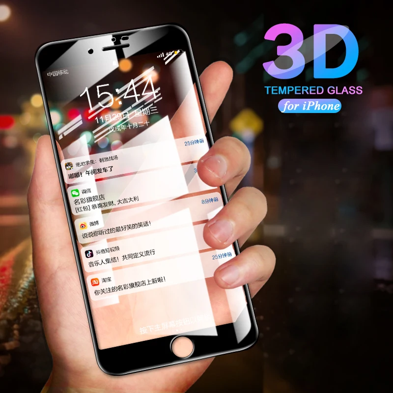 Изогнутое закаленное 3d-стекло для iPhone 7 8 6 Plus защита экрана защитное стекло на x xr xs