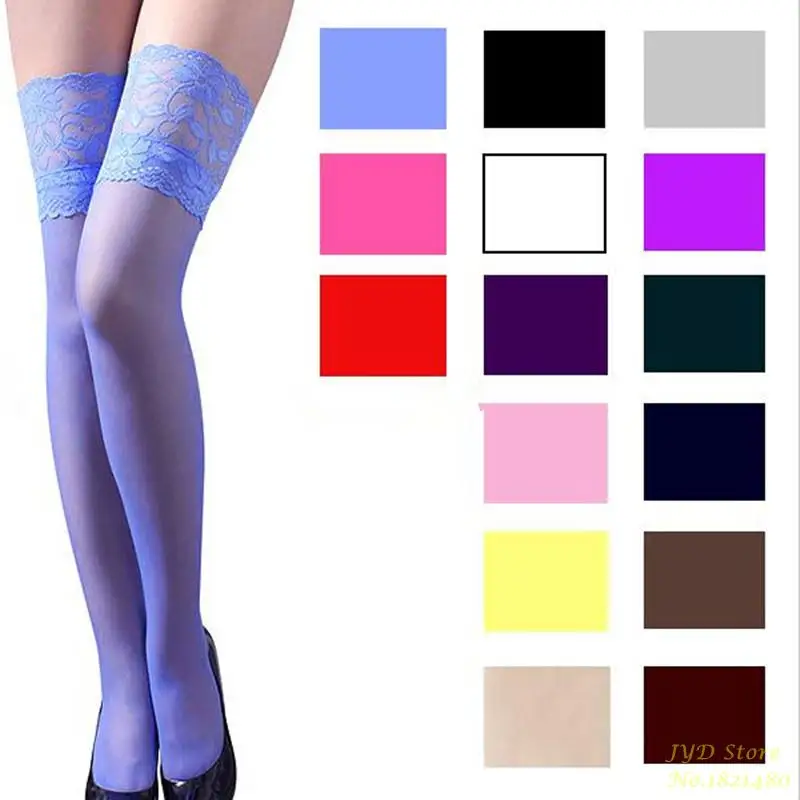 Nightclubs Pantyhose Sexy Stockings Stylist Fashion Ladies Womens Lace Top Stay Up Thigh High Stockings Over the Knee 15 Colors