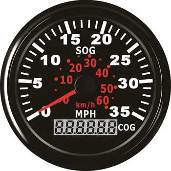 

85mm Universal GPS Speedometer 35MPH 60KM/H For Boat Yacht Vessel With Red Backlight 12V/24V