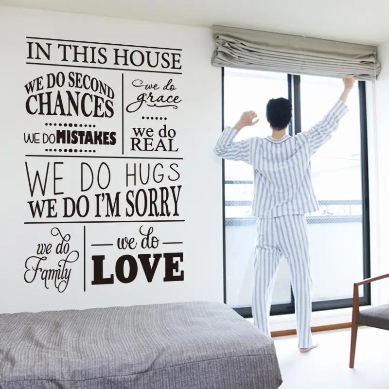 

Art New Design House Rules character Wall Sticker English Version Quote Decoration Vinyl Removable Family Home Decor Decals