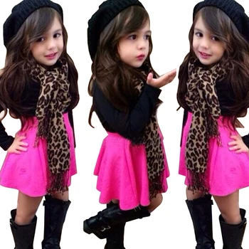 

2018 Spring Autumn Children Girls Clothing sets Fashion T-shirt+Skirts+Neckerchief Kids 3pcs Set 1-7 Years Baby Girl Clothes Set