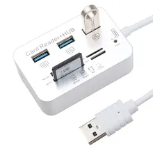 Mini USB 3 0 Multi Hub + czytnik kart COMBO szybki koncentrator USB z MS SD M2 czytnik kart tf 3 porty USB Splitter na laptopa tanie tanio kebidumei CN (pochodzenie) NONE KER000036