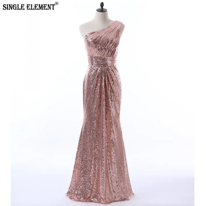 

SINGLE ELEMENT Hot Sale One Shoulder Sequins Bridesmaid Dresses