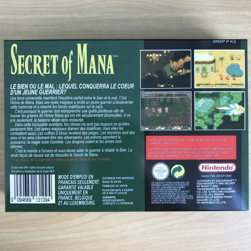 Secret of Mana 16bit game cartidge EU Version Secret of Mana 16bit game cartidge EU Version