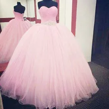 Элегантный Quinceanera Платья Розовый Тюль Из Бисера Кристалл Бальное платье Сшитое Длиной до пола Узелок Vestidos De 15 Anos Q1100