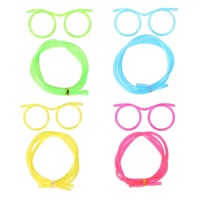 1Pcs Funny Soft Drinking Straw Eye Glasses Novelty Toy Party Birthday