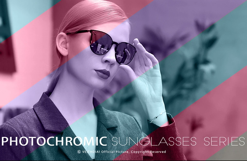 VEITHDIA Photochromic Polarized Sunglasses Vintage Day Night Sunglasses For Women Eyewear