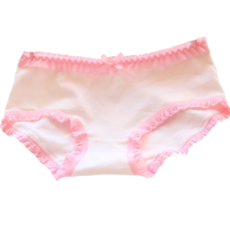 Sexy Lace Cute Bow Lingerie Solid Color Pretty Briefs Panties Women Fashion High Quality Cotton Mid Waist Women Underwear
