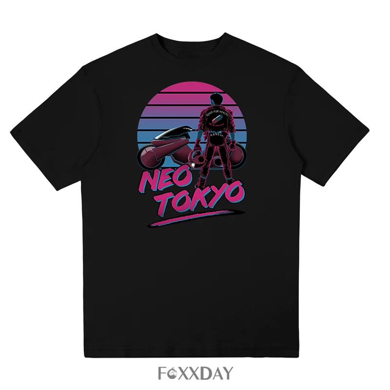 

Japanese simple leisure Neo Tokyo Men T Shirt Akira Shotaro Kaneda Motorcycle Funny T-Shirt Short Sleeve Cotton tshirt Clothing