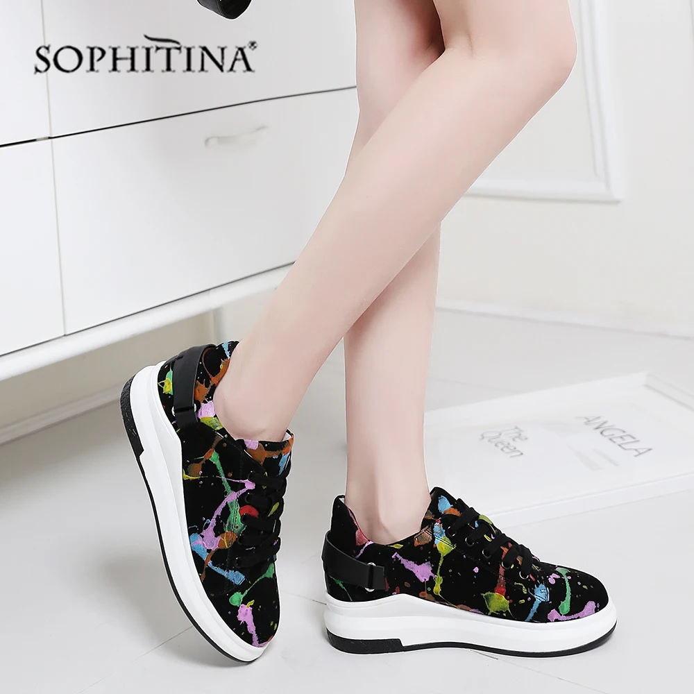 SOPHITINA/модная повседневная обувь на плоской подошве с граффити удобная круглым