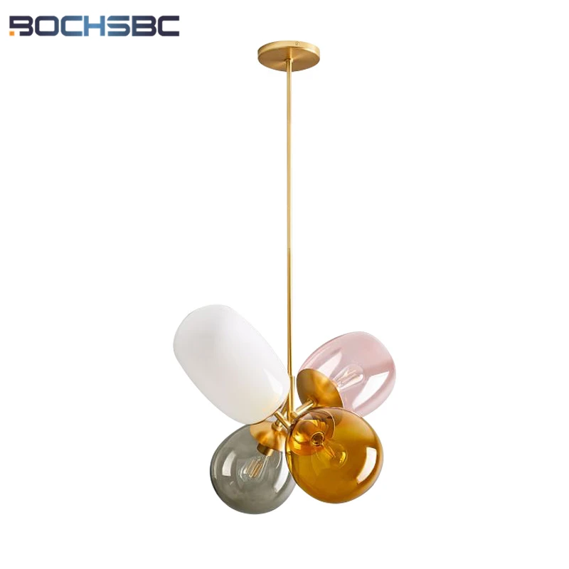 8004 BOCHSBC 2019 NEW Color Balloon Stained Glass Ball Pendant Lamp For Children Bedroom Nordic Modern Light Hanging Fixture Hanglamp
