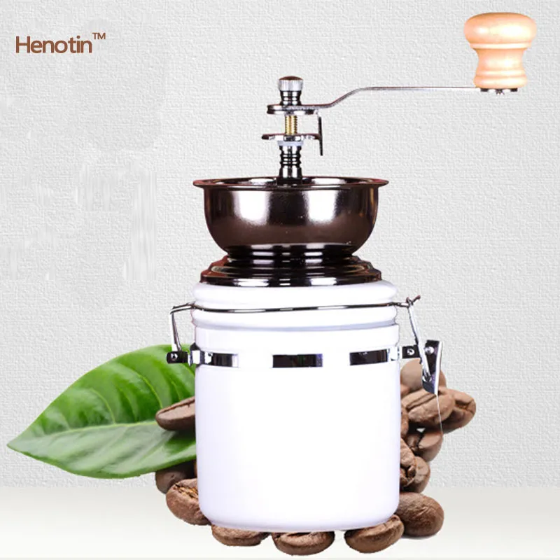 Manual Coffee Grinder Home Mini Grinds Grilled Bean Nuts White Ceramic