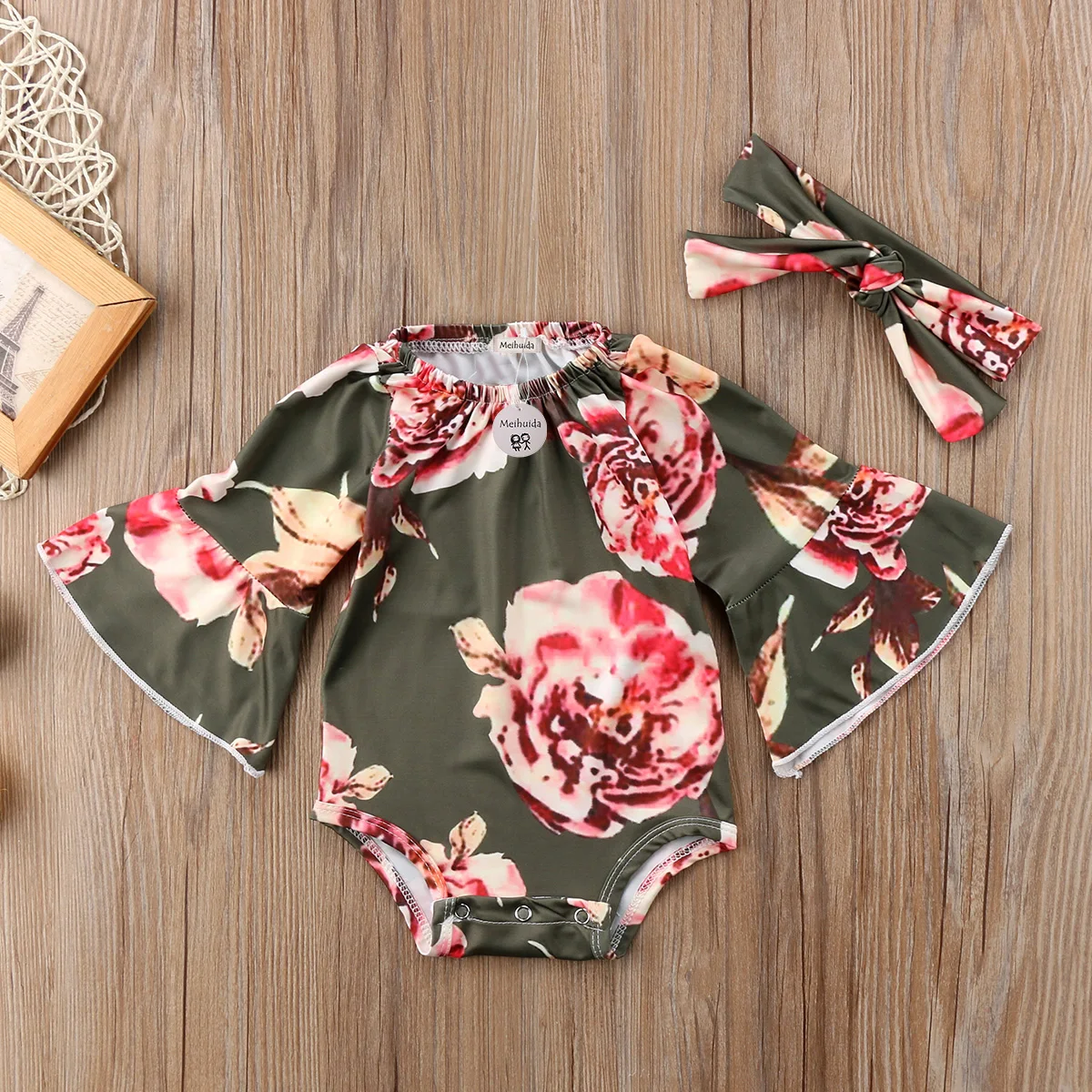 

Casual Print Spring Cotton Newborn Infant Baby Girls Clothes Floral Flower Romper Jumpsuit Outfits Flower