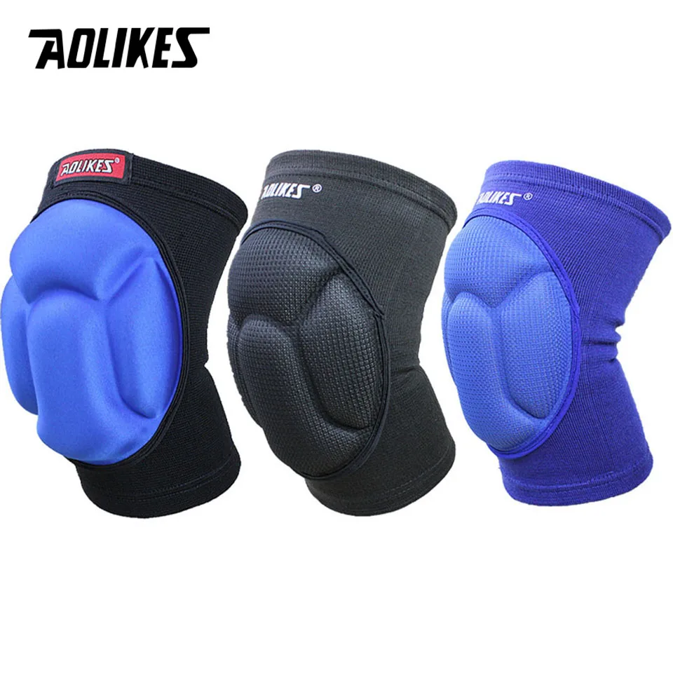 Aolikes 1 زوج سماكة كرة الطائرة المتطرفة الرياضة منصات الركبة هدفين دعم حماية الدراجات الركبة حامية نيباد