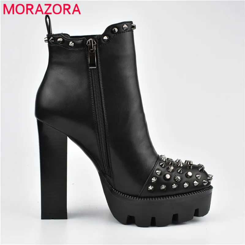 MORAZORA 2019 new fashion high heels platform boots woman rivet punk boots zipper autumn winter shoes women ankle boots black
MORAZORA 2019 new fashion high heels platform boots woman rivet punk boots zipper autumn winter shoes women ankle boots black