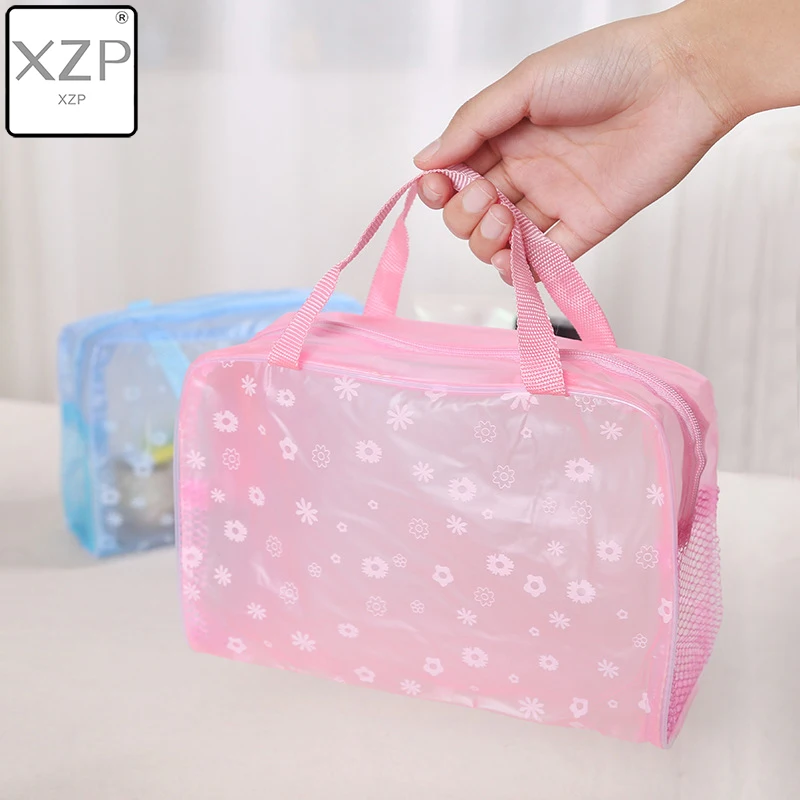 XZP 5 Colors Make Up Organizer Bag Toiletry Bathing Storage Bag women waterproof Transparent Floral PVC Travel cosmetic bag