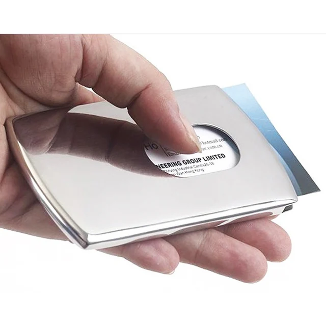Men And Women Business Card Holder Vogue Thumb Slide Out High Men And Women Business Card Holder Vogue Thumb Slide Out High Quality Stainless Steel Case