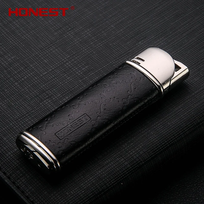  Dermis Windproof Gas Lighter Butane Metal Straight Torch Lighter Creative Petrol Lighter Gadgets Fo