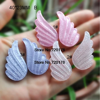 

flatback resin glitter Angel Wings cabochons kawaii for DIY Embellishments 40*23mm 60pcs YZR543B