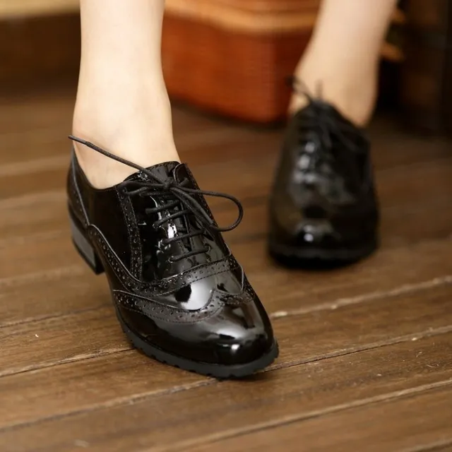 black shiny brogues womens