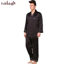 Большие размеры pijama hombre Длинные рукава для мужчин Пижама весна-осень шелковая, сатиновая Пижама домашний костюм для мужчин; одежда для