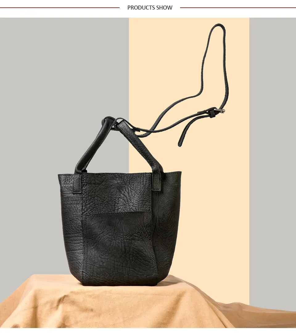 Женская сумка-мешок, весна и лето, хит, модная, простая, ручная работа, сумка через плечо, роскошная, высокое качество, натуральная кожа, ручная сумка - Цвет: black