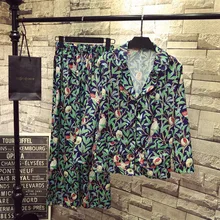 Высокое качество Для женщин пижамный комплект с принтом пижама с длинным рукавом Пижама 2 шт. Наборы для ухода за кожей Loungewear