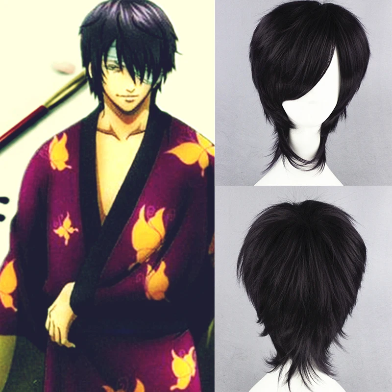 Gintama Takasugi Shinsuke Anime Hair Wigs Cosplay Male Man Short