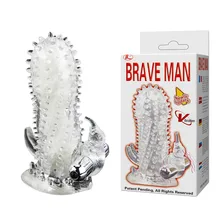 BAILE Sex Products For Men Flexible Soft Vibrating Penis Sleeves Adult Sex Toys Reusable Condoms Cock Extender Vibrators