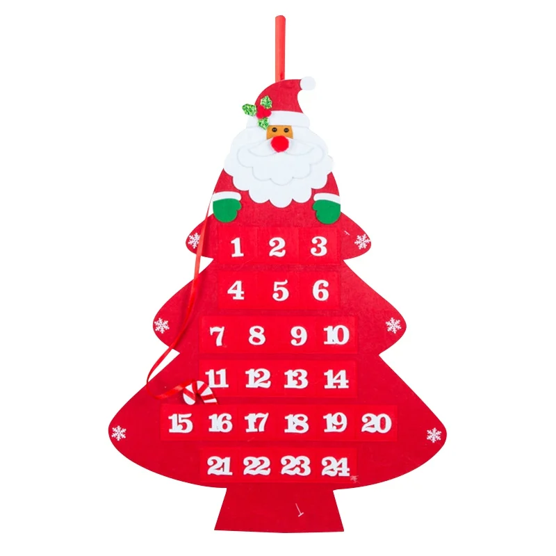 Cute Santa Claus Christmas Home Party Shop Advent Calendar Countdown Decoration Wall Hanging Velvet Calender Gifts New Year - Цвет: A